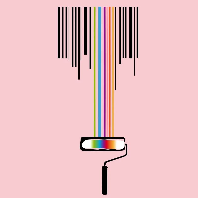 A paint roller with a bar code