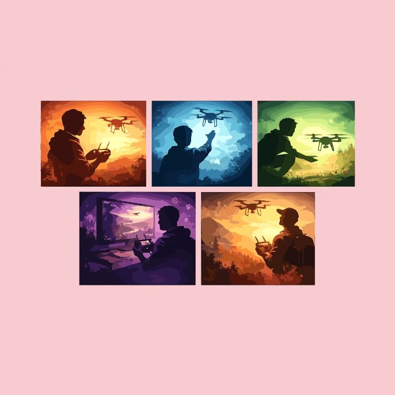 Collage de Coucher de Soleil de Drone