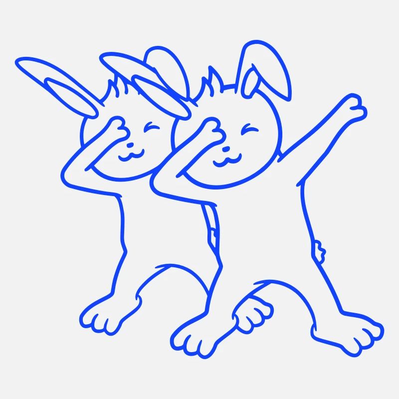 2 Lapins Dabbing Dab Danse Pose Danse Amis Équipe