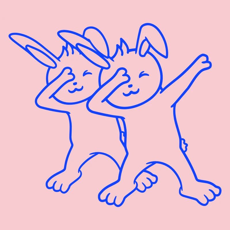 2 Lapins Dabbing Dab Danse Pose Danse Amis Équipe