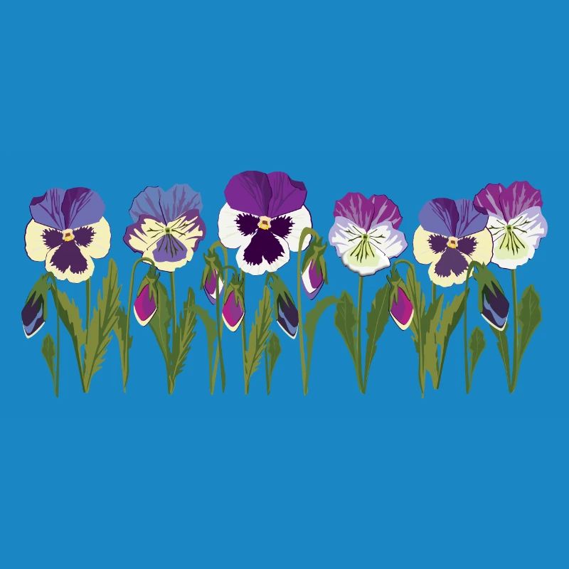 Rangée de fleurs de pensée en violet