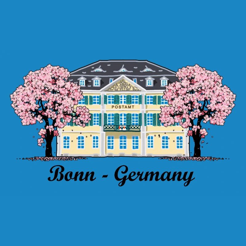 Bonn Old Post Office, Cherry Tree Blossoms, Germany