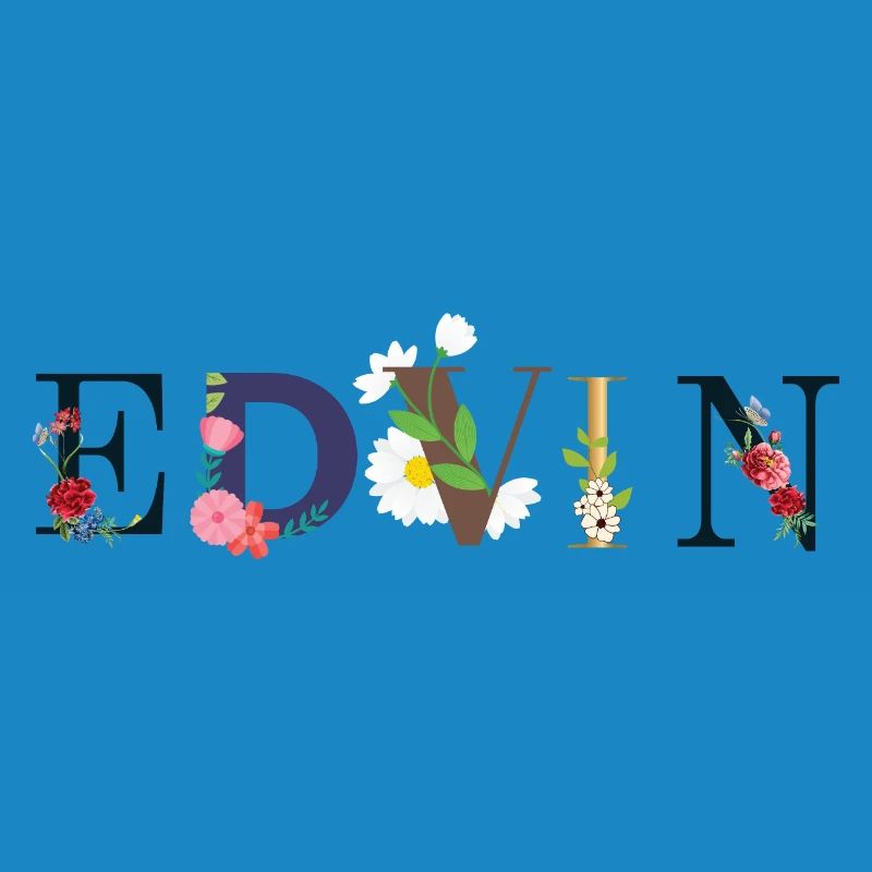Nom EDVIN décoré de fleurs