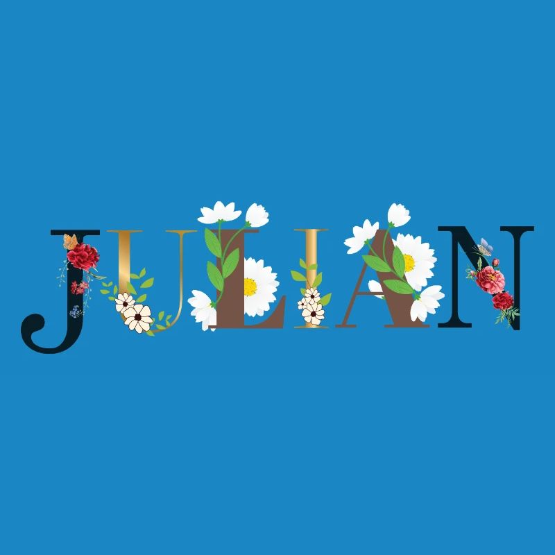 Le nom de JULIAN décoré de fleurs