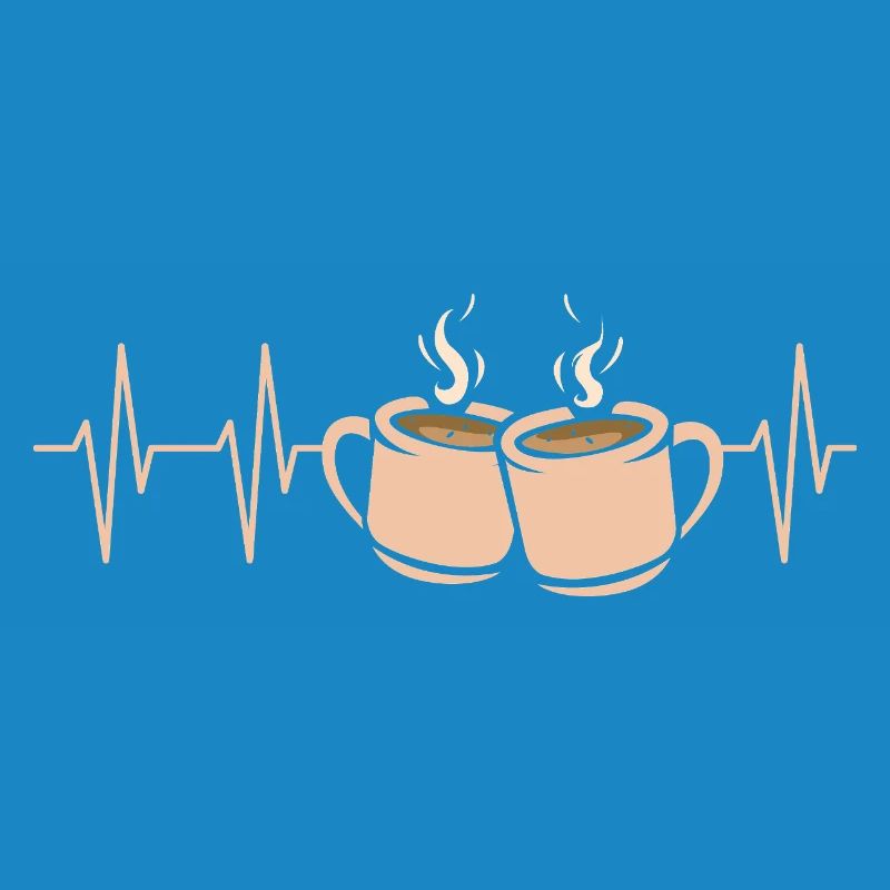 Coffee Pulse Heartbeat Two Cups