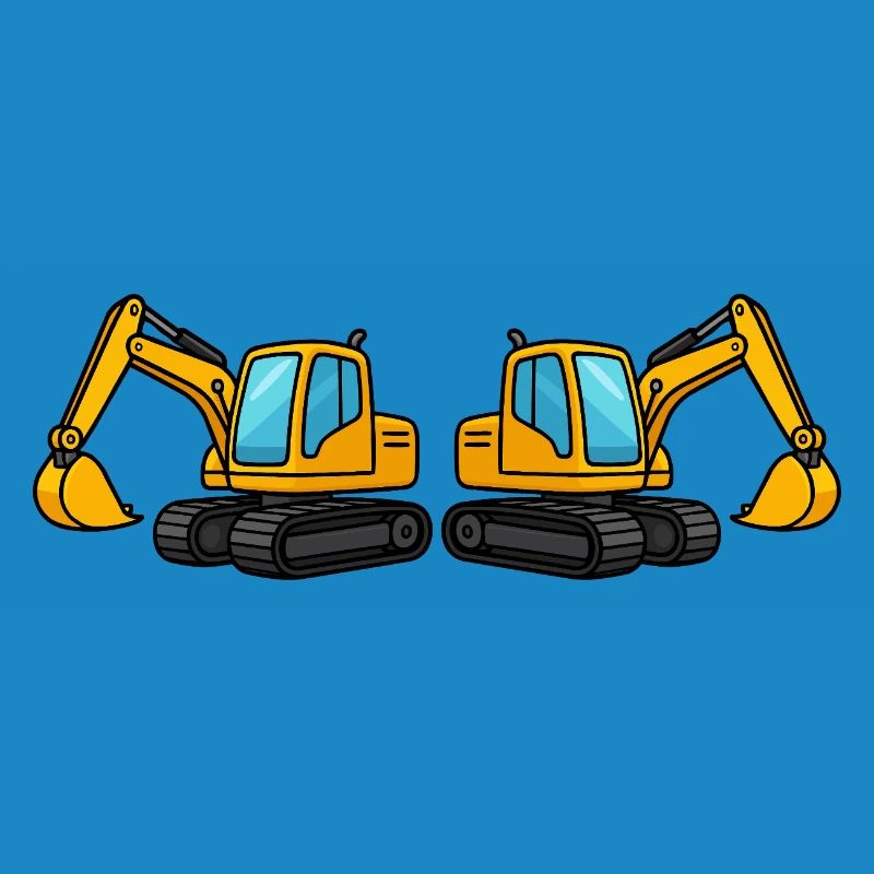 Silhouette de machine de construction double