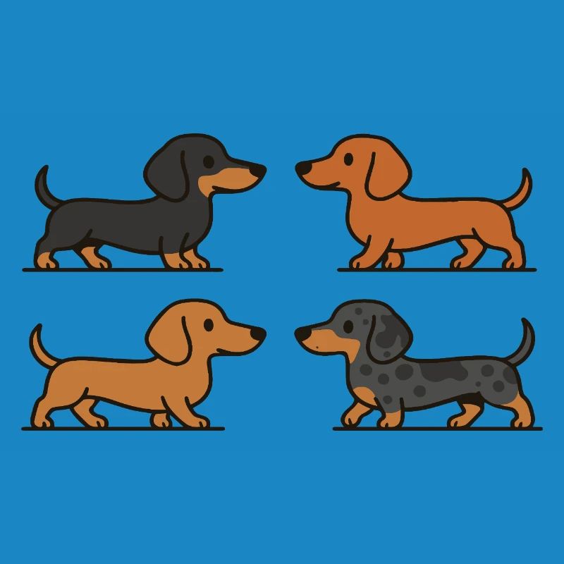 Mignons teckels en variations de couleur
