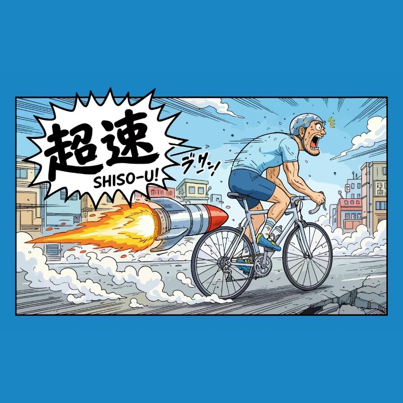 Cycliste à hypervitesse avec explosion de fusée