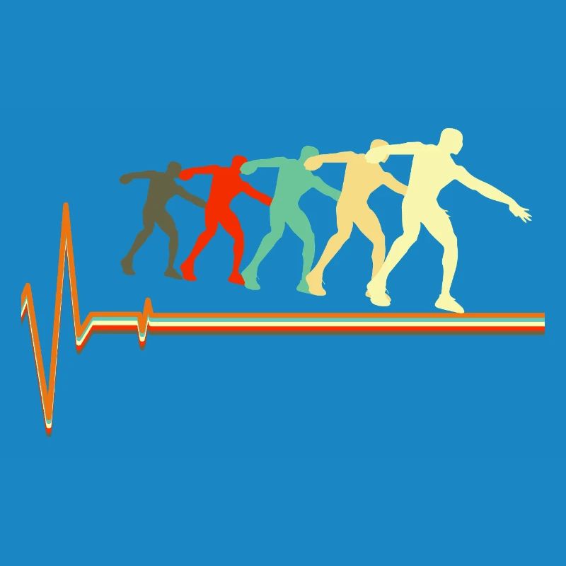 Art rétro Heartbeat Evolution du lancer du poids