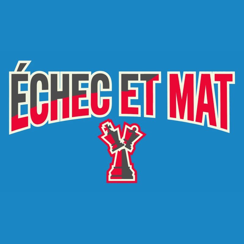 Logo Échec et Mat Rouge Roi Noir en Difficulté