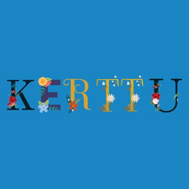 Le nom de KERTTU est décoré de fleurs