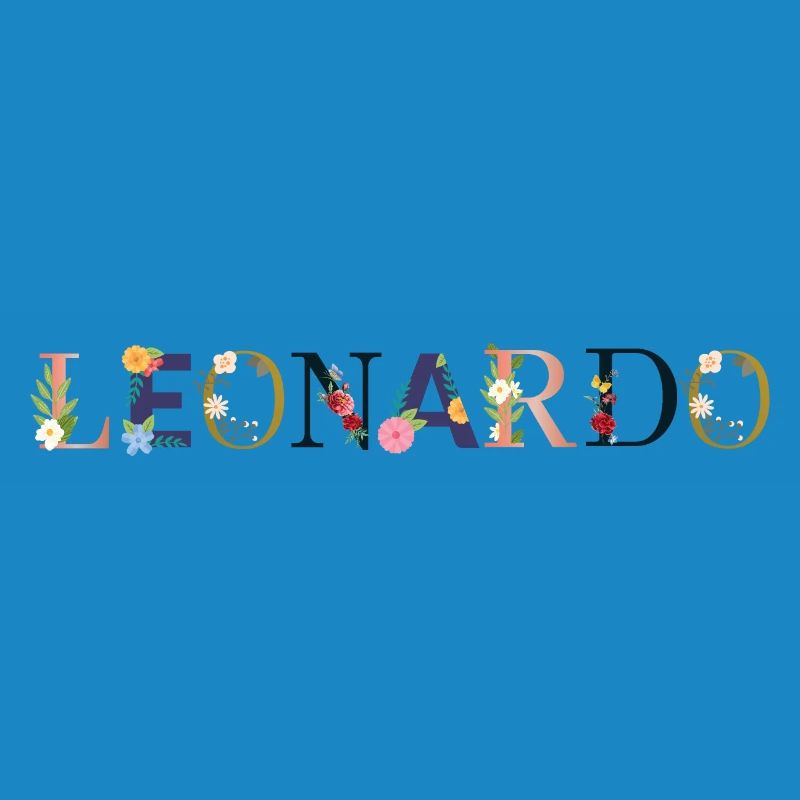 Le nom de LEONARDO décoré de fleurs