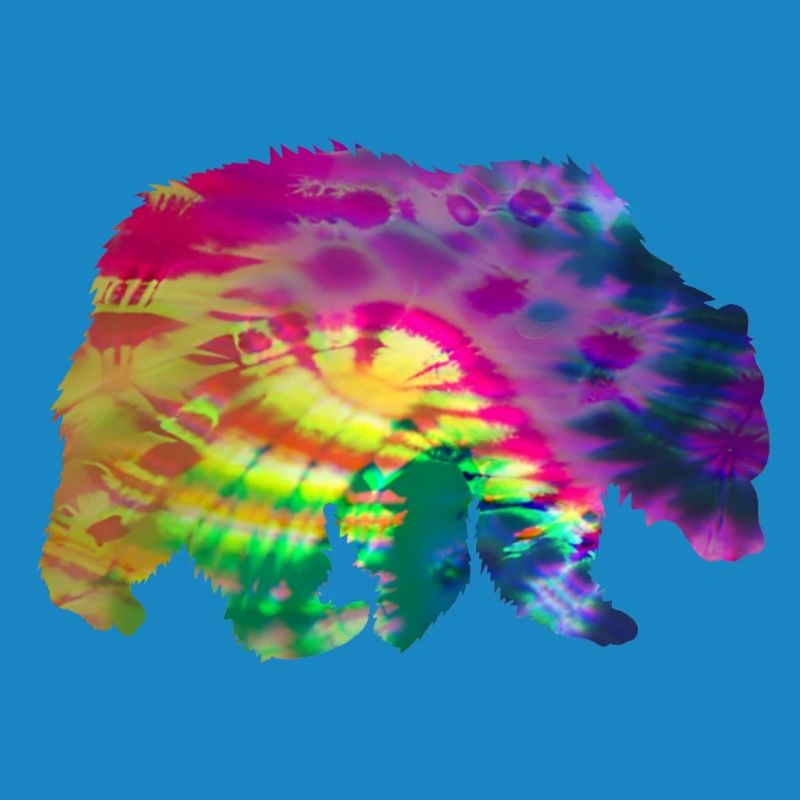 Bear Silhouette Tie Dye Batik Pattern