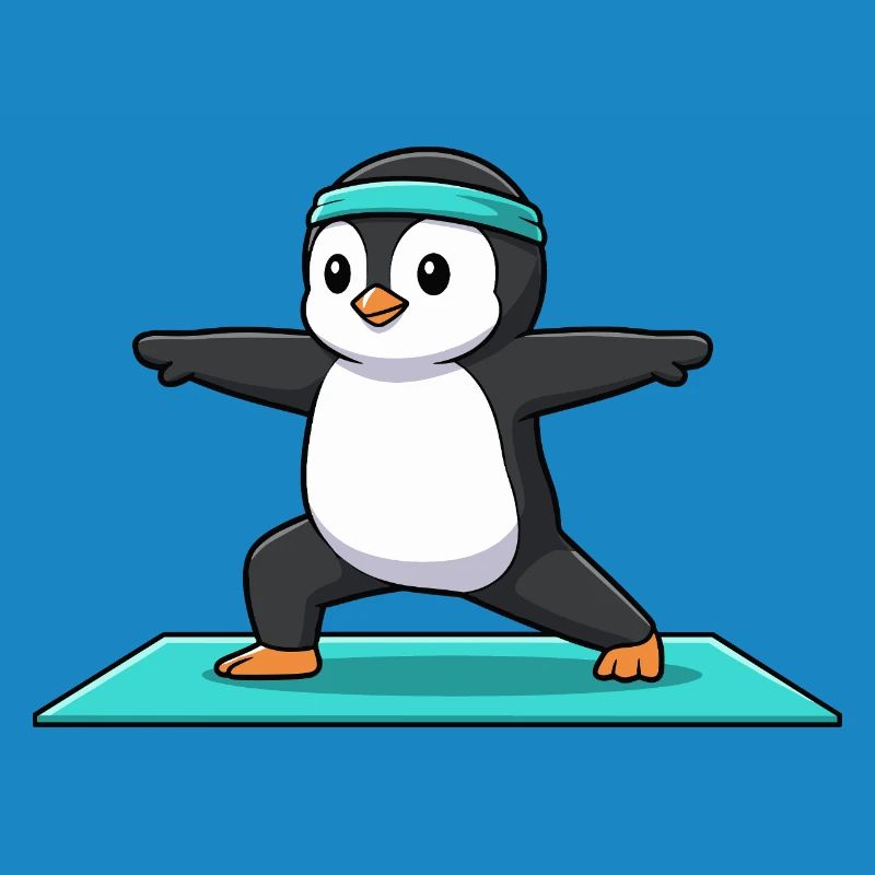 Yoga Penguin Bird Doing Warrior Pose