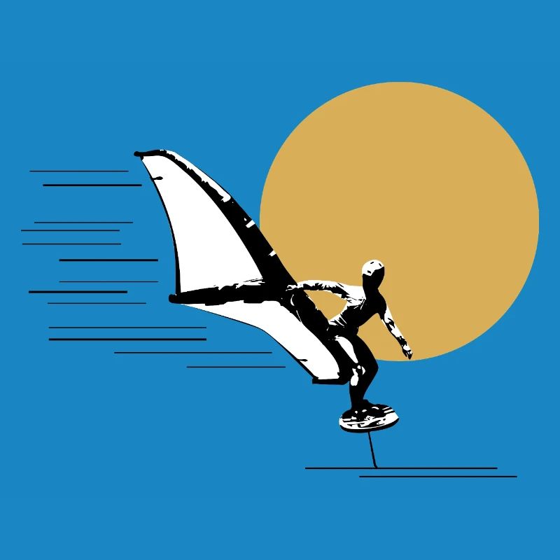 Wingfoiler devant le soleil
