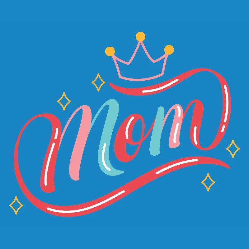 Crowned Mom Rainbow Script