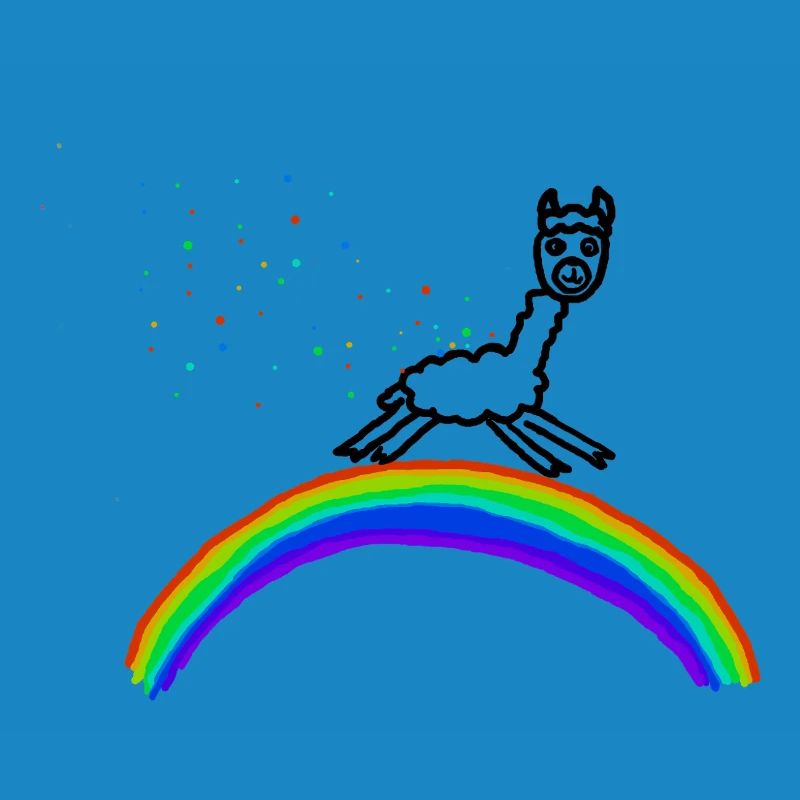 Rainbow Alpaca Confetti Pattern