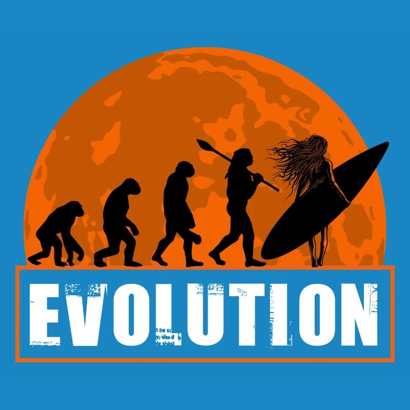 Évolution de la silhouette vintage du coucher de soleil surf