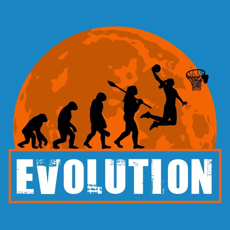 Basketball Evolution Player Dunking Silhouette
