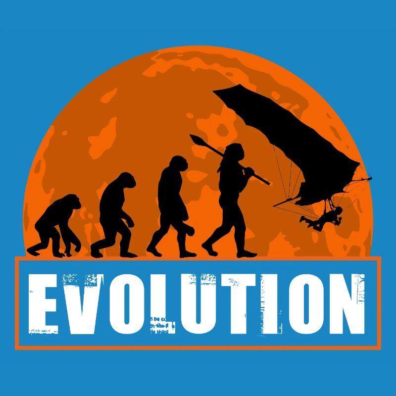 Évolution du design au coucher de soleil de pilote de deltaplane