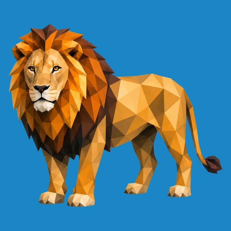 Low Poly Löwe Gelb Orange