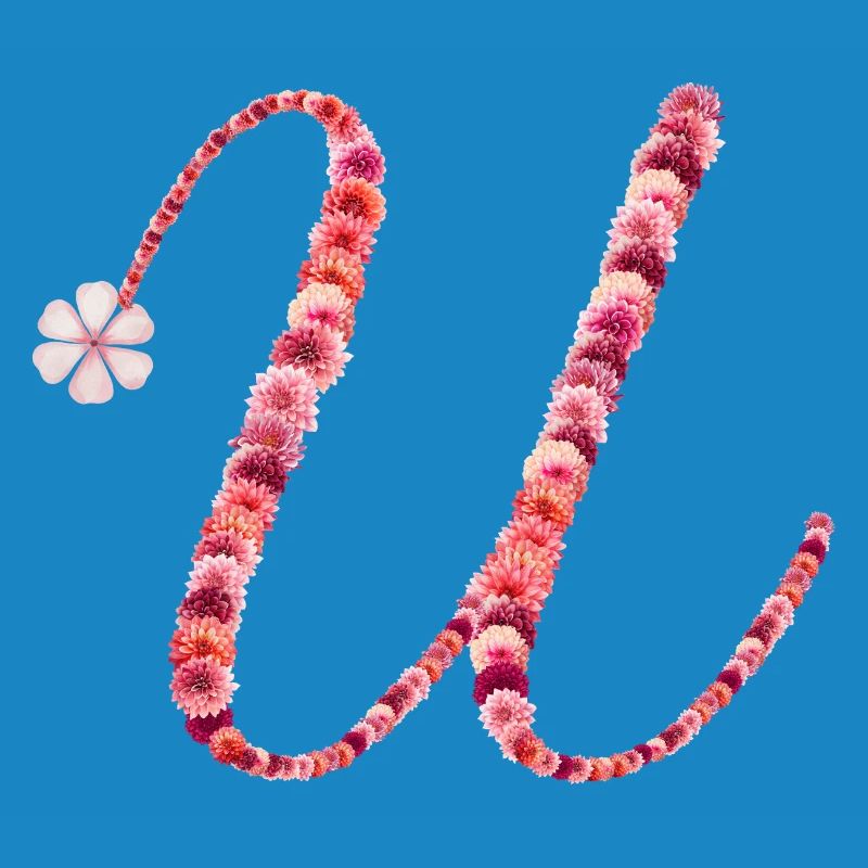 Romantisches Blumenmonogramm "U"