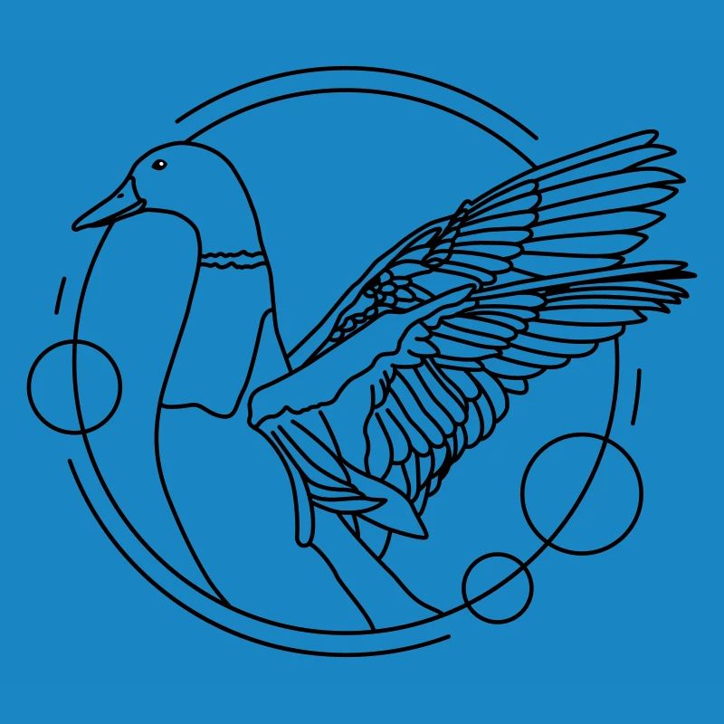 Canard aux ailes déployées - géométrique