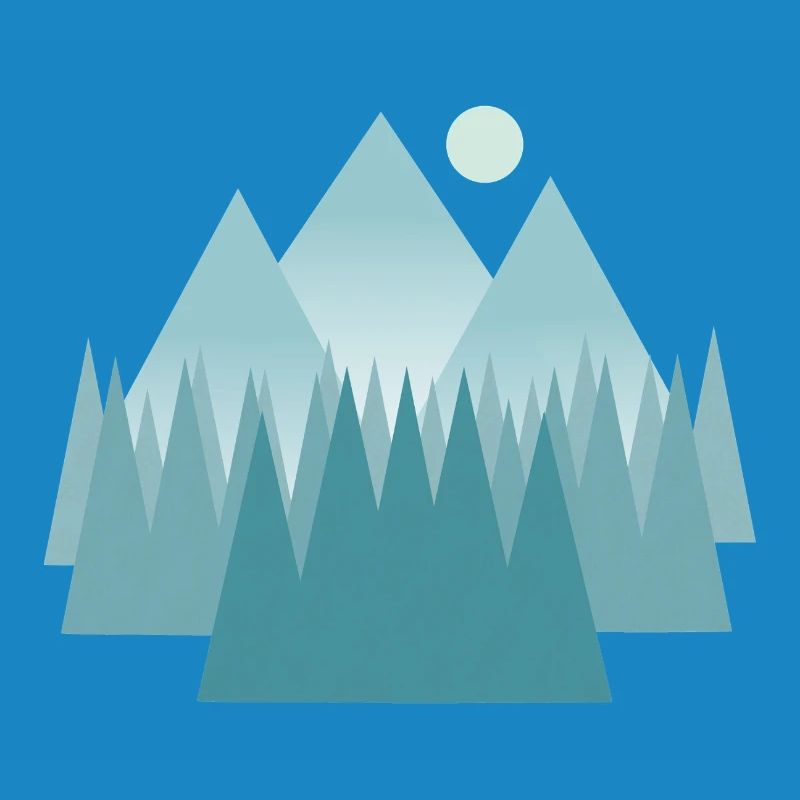 Astral mountain landscape in blue tones