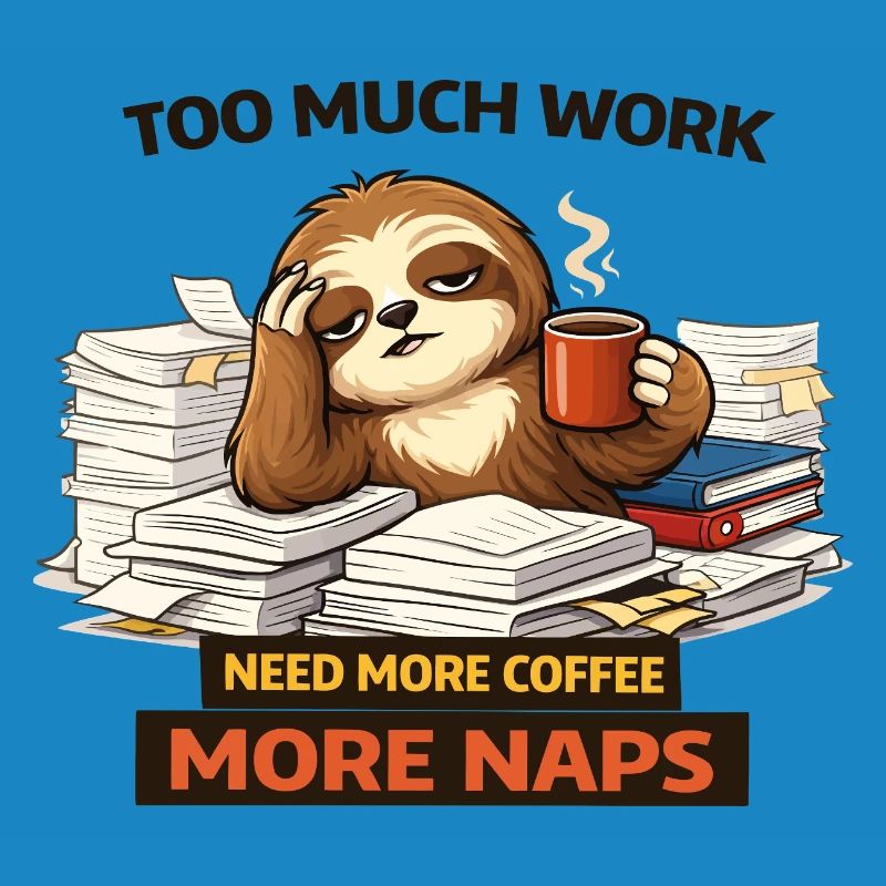 Too Much Work Sloth Coffee Naps