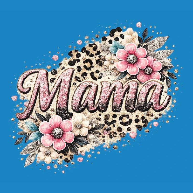 Mama Glitter Leopard Blumen Muttertag Geschenk 