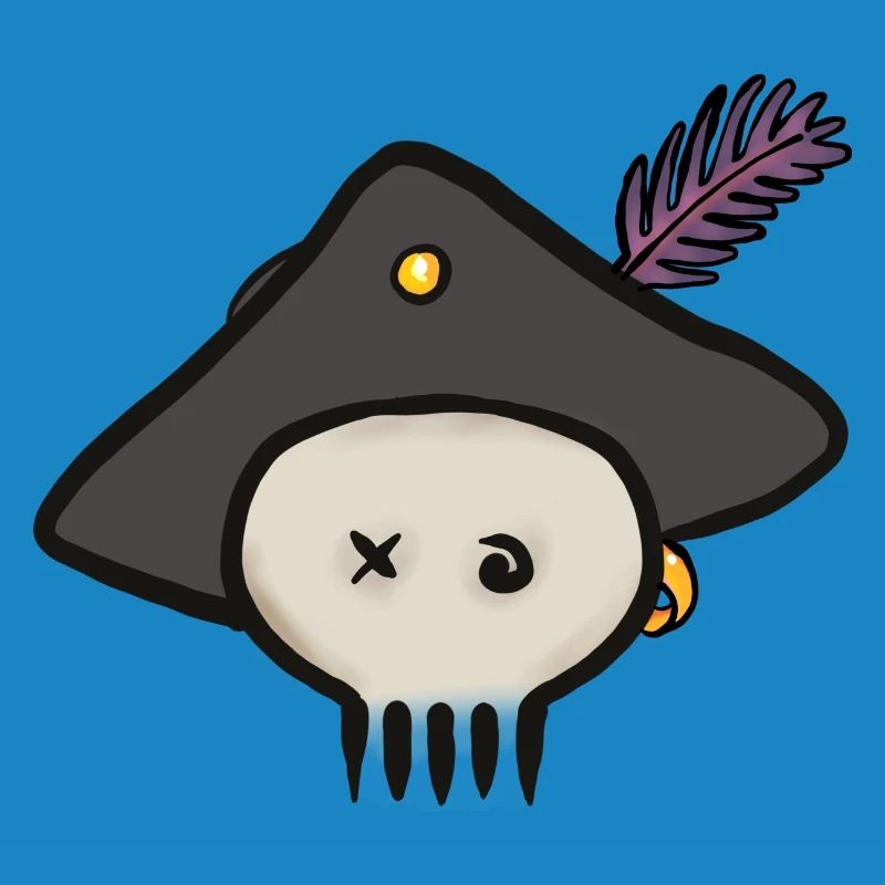Pirate skull with feathered hat