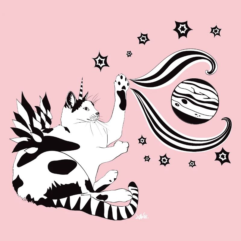 Chat de l’espace dans la danse des planètes