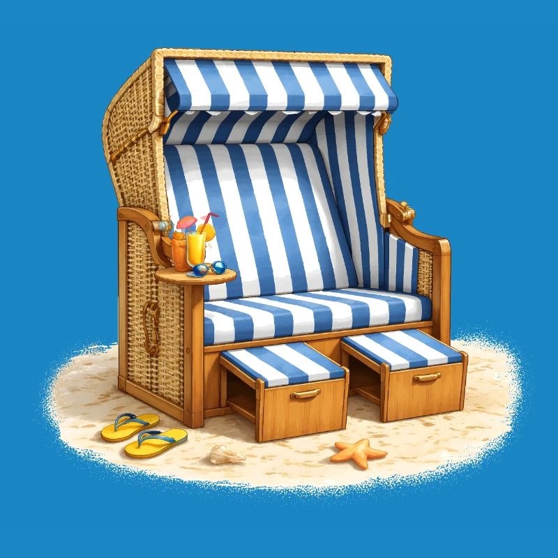 Chaise longue de plage dans le sable avec une boisson d’été
