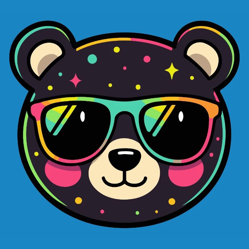 Panda néon polychrome avec lunettes