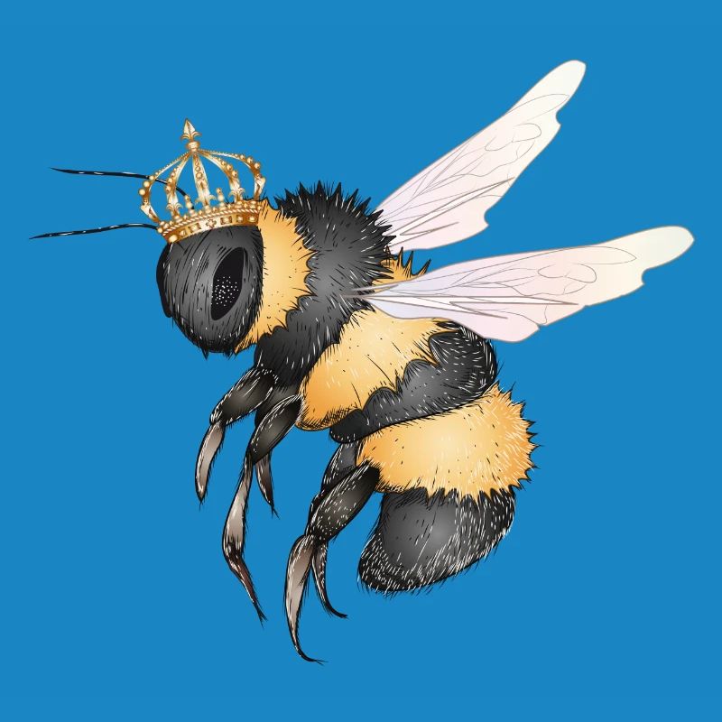 Zeichnung einer fliegenden Hummel mit Krone