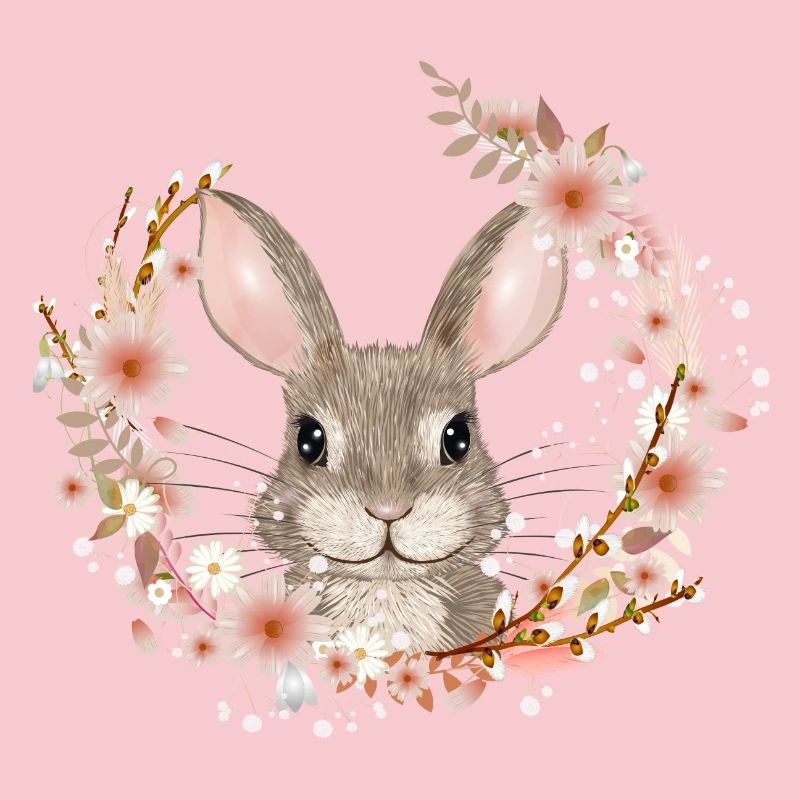 Spring wreath with rabbit as Easter bunny