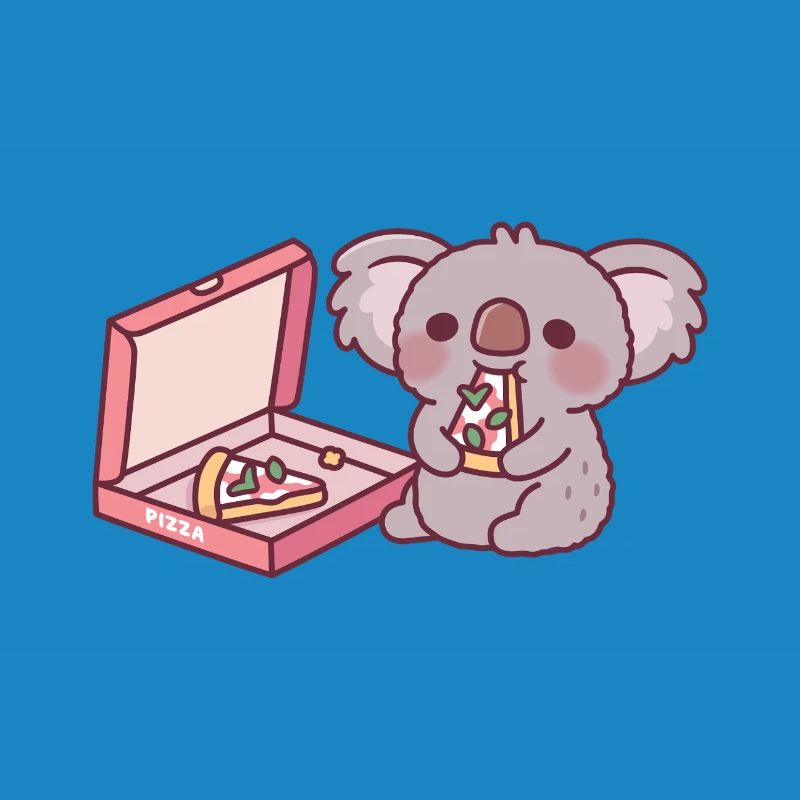 Mignon Koala Ours Mangeant Pizza