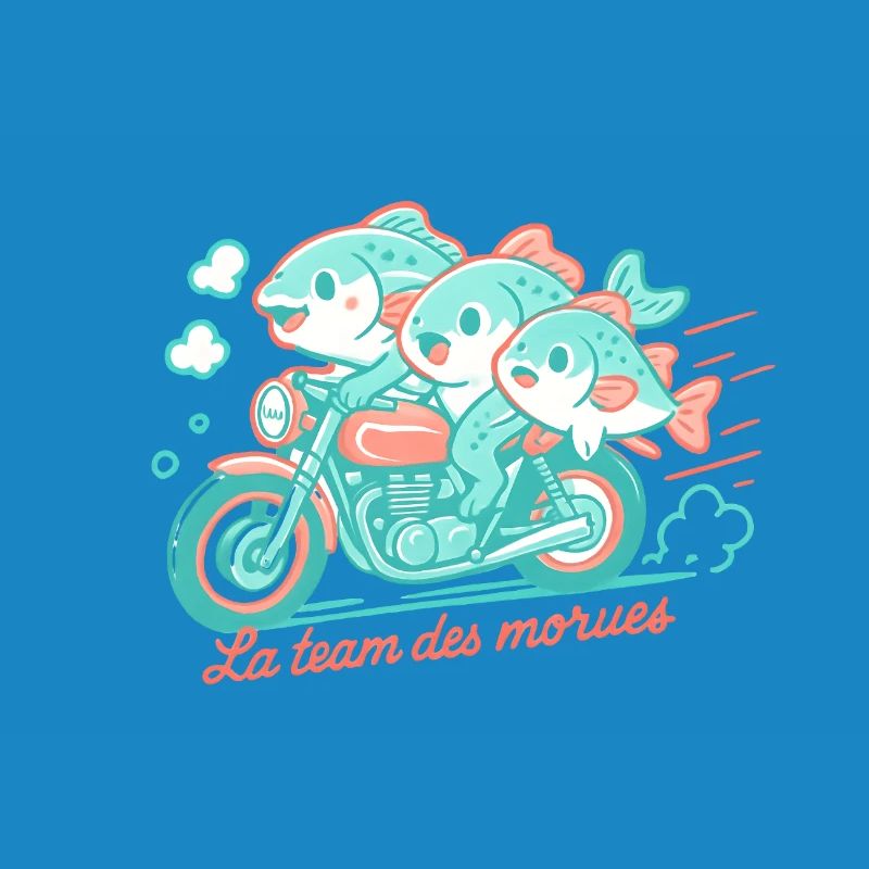 Turquoise cod on a motorcycle