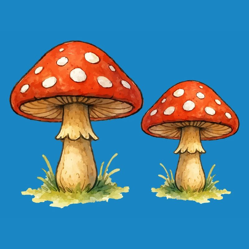 Red toadstools in the grass