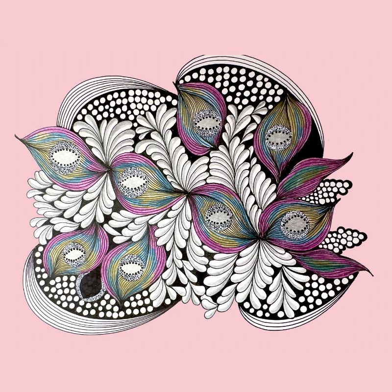 Peacock Feather Doodle Pattern