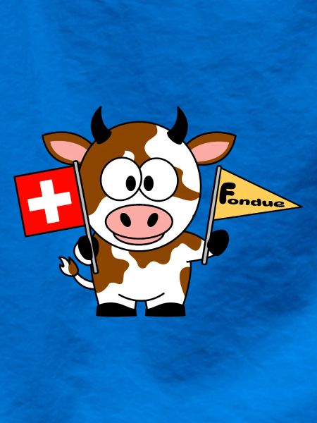 Kuh mit Fondue Flaggen