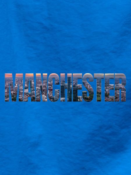 Manchester Skyline in Textfassade