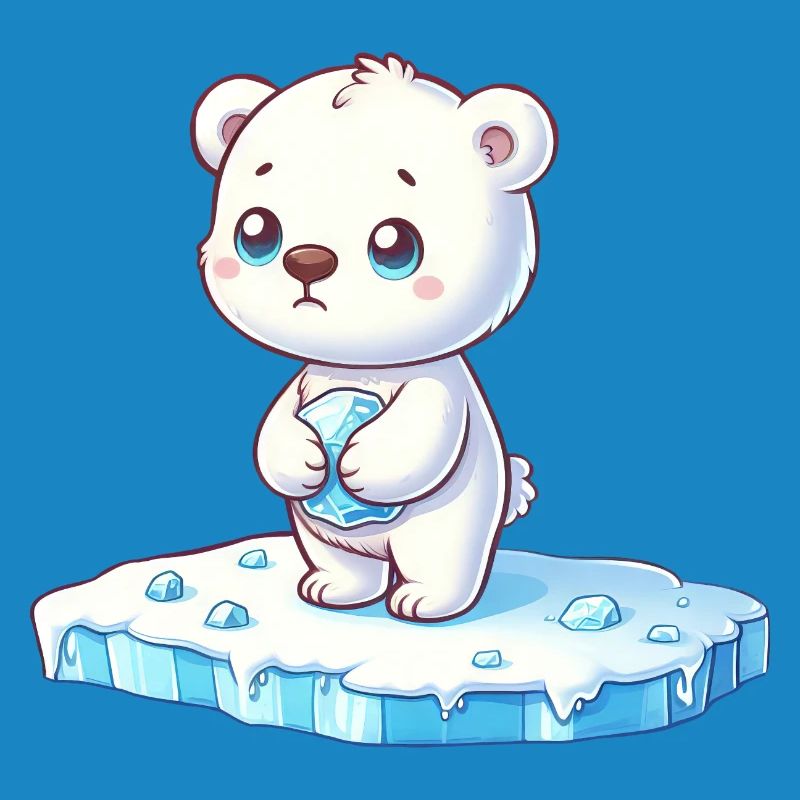 Polar bear on ice floe global warming