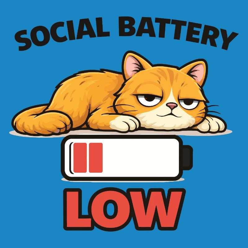 Low Battery Cat Graphic Tee
