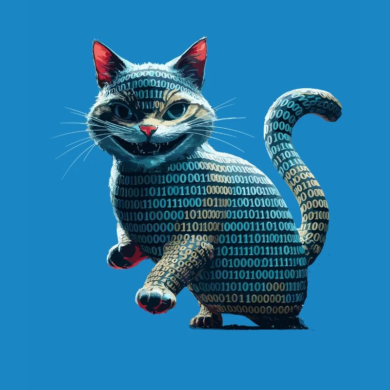 Tech cat avec code binaire pour les programmeurs et