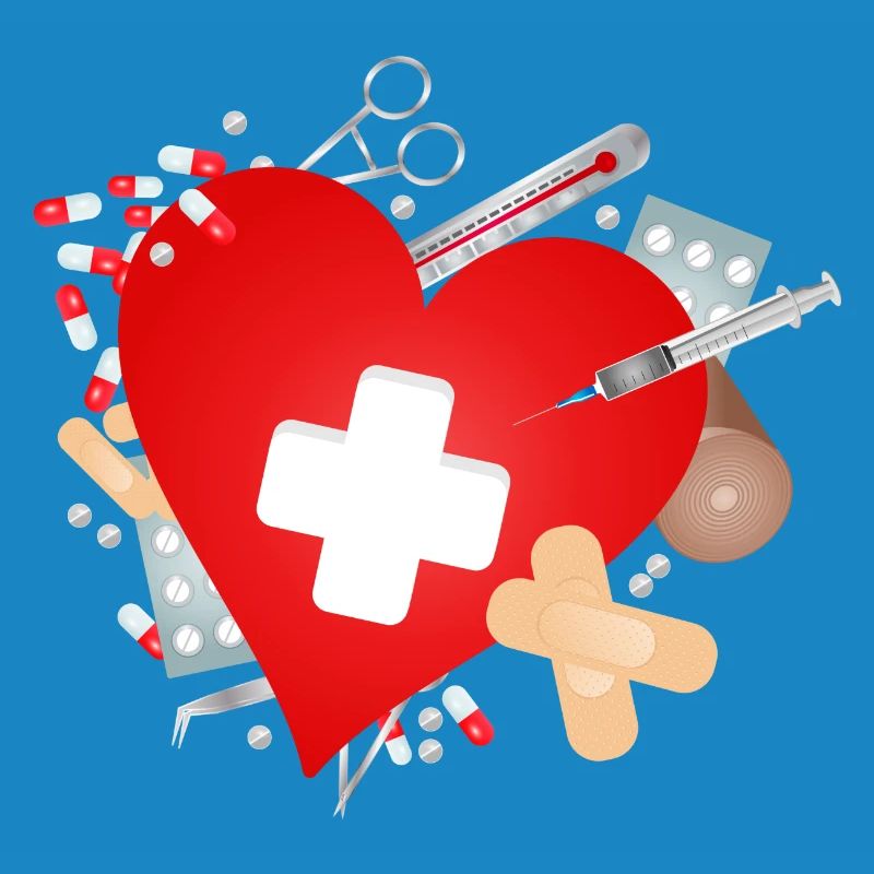 Erste Hilfe Set oder Reiseapotheke mit Herz
