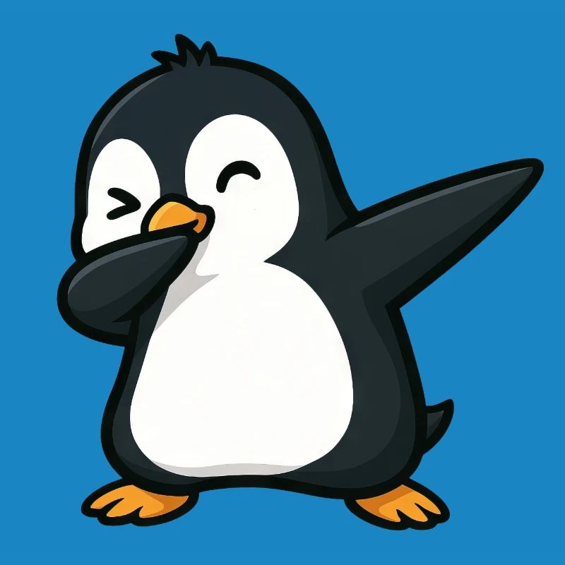 pingouin mignon dabbing cool dessin animé clin d’œil