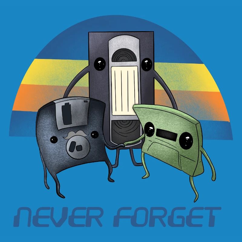 Never Forget Retro 90s Cassette VHS Floppy Disk 