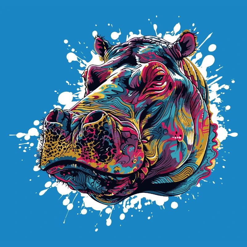 Bunter Hippo Farbspritzer