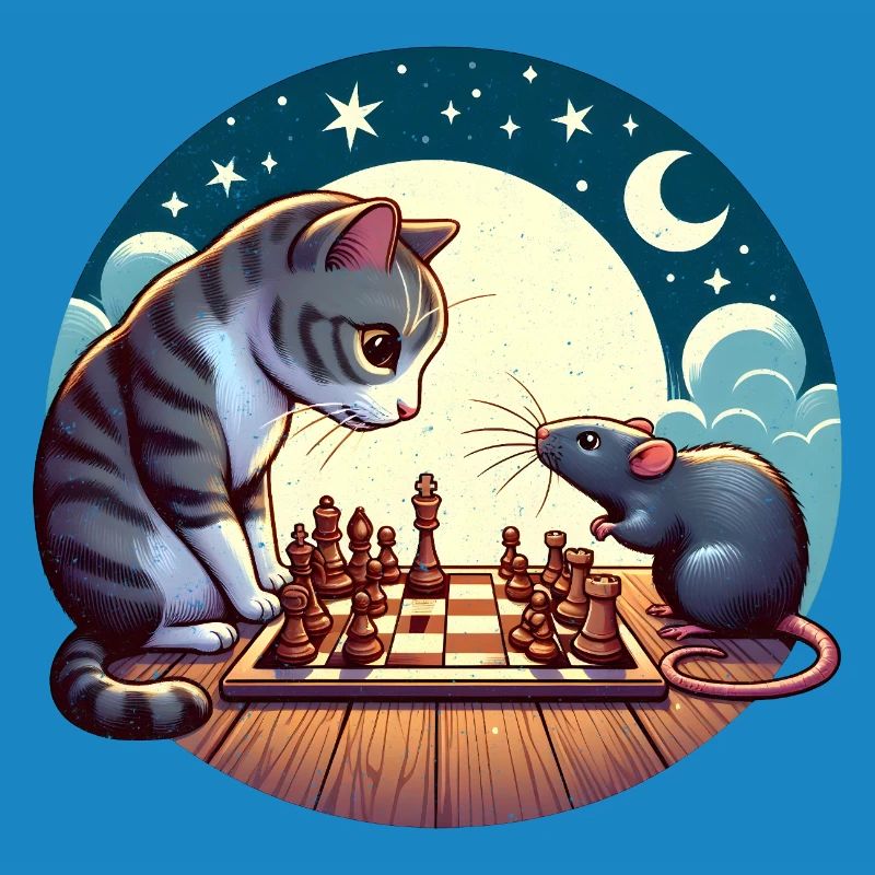 Nocturnal chess duel between cat and mouse
